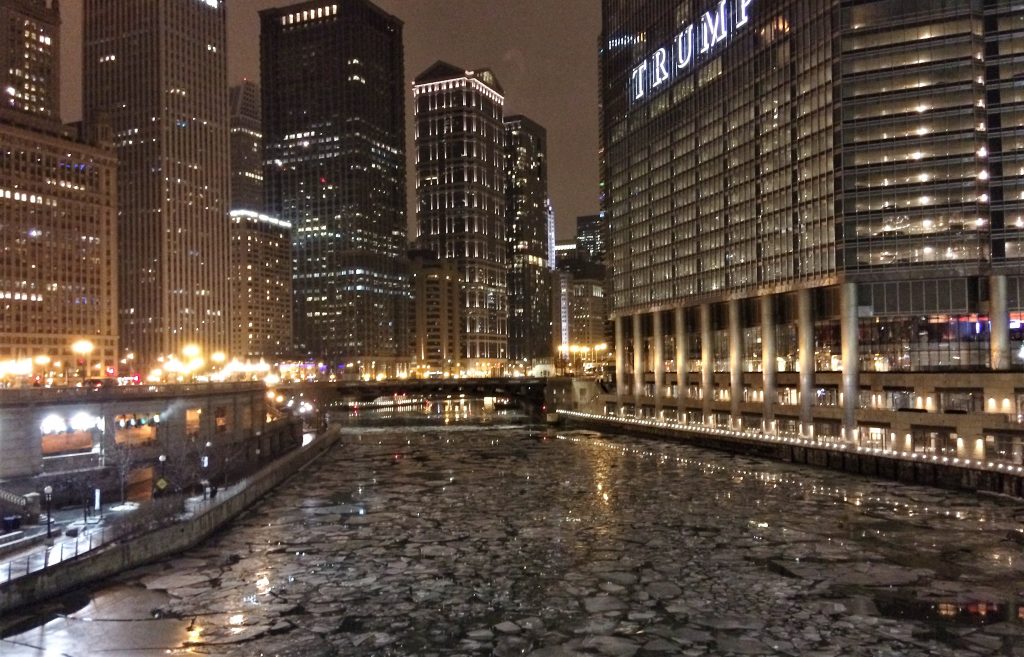 Ice floes in the Chicago River