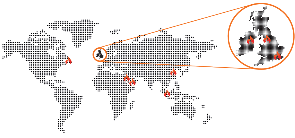 map of CASWELL FIRESAFE international partners