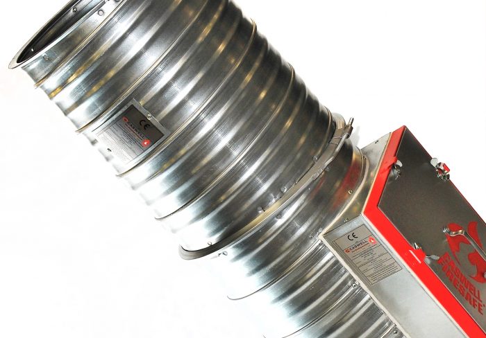 Caswell Firesafe spiral circular ductwork angled