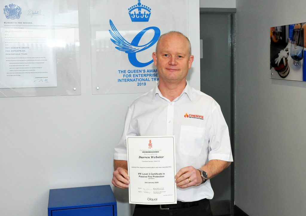 Darren Webster,Technical Manager,Firesafe,IFE,Queen's Award,Institution of Fire Engineers