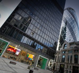 Aviva building and Gherkin in London